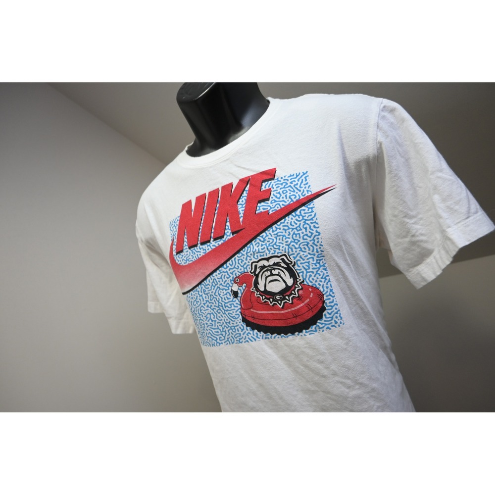 Nike T-Shirt Mens Medium White UGA Georgia Bulldogs Flamingo Tee Excellent